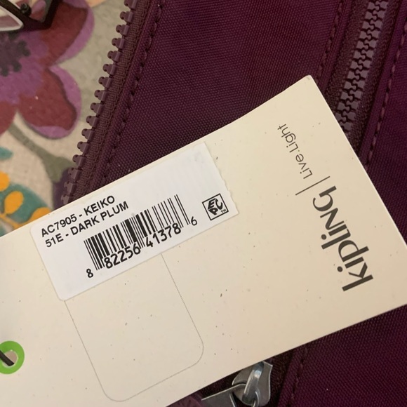 NWT Kipling Keiko Nylon Mini Crossbody Bag (Dark Plum) - Picture 4 of 4